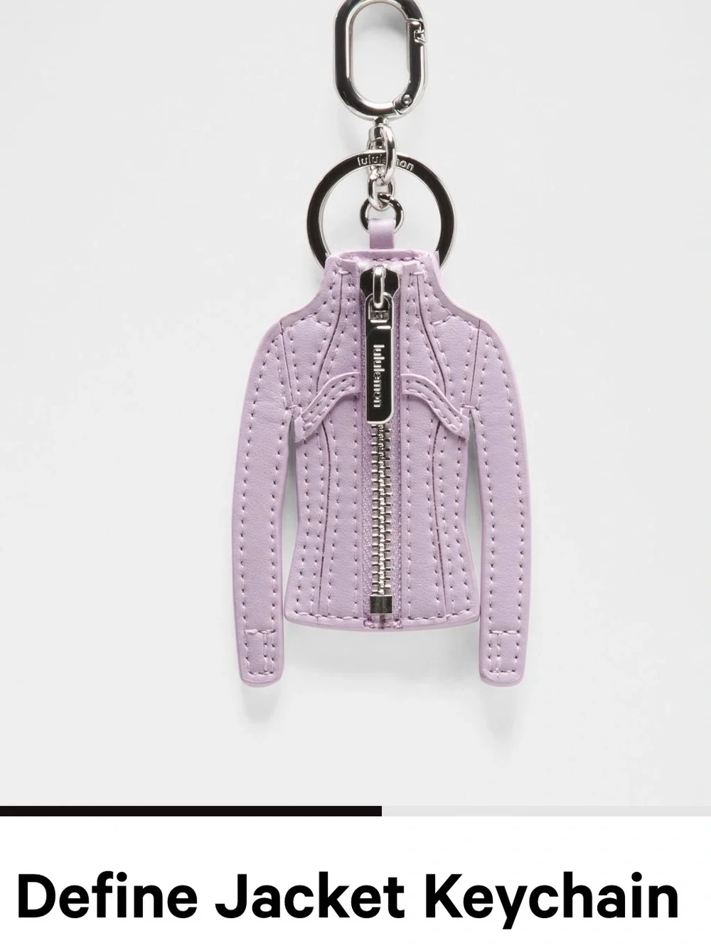 Lululemon Lilac Mini Define Jacket Keychain with Silver Hardware NWT